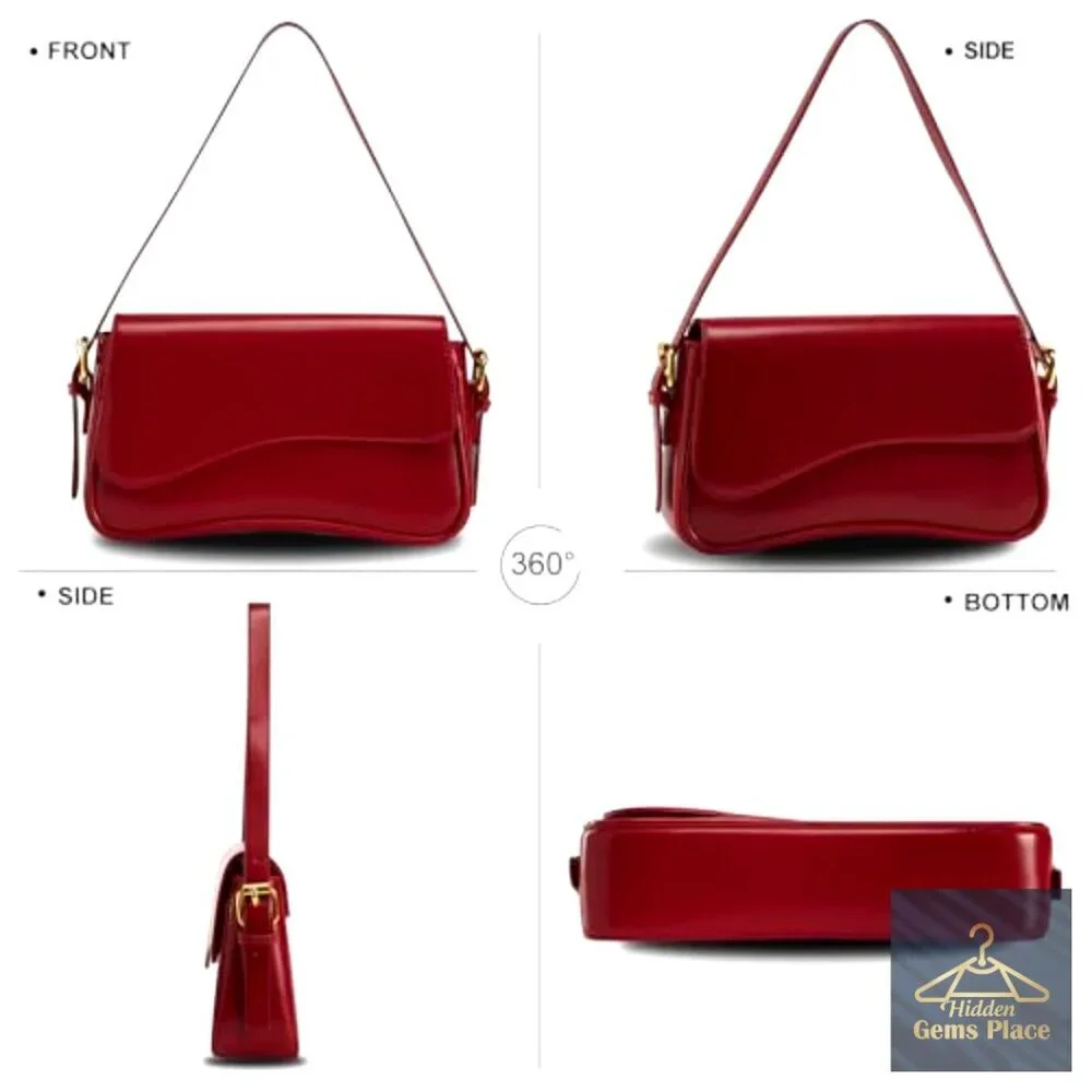 PU Leather Hobo Shoulder Bag with Adjustable Straps, 3 Compartments
